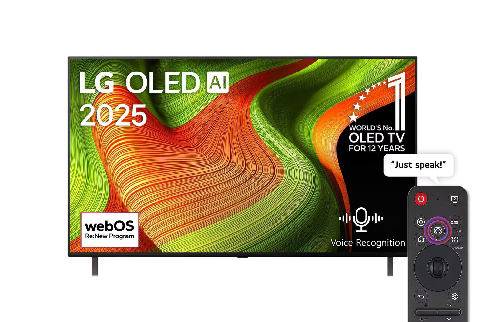 تلفزيون LG OLED AI B5 الذكي مقاس 55 بوصة بدقة 4K 120Hz ومدعوم بجهاز التحكم AI Magic remote وواجهة webOS25 طراز عام 2025