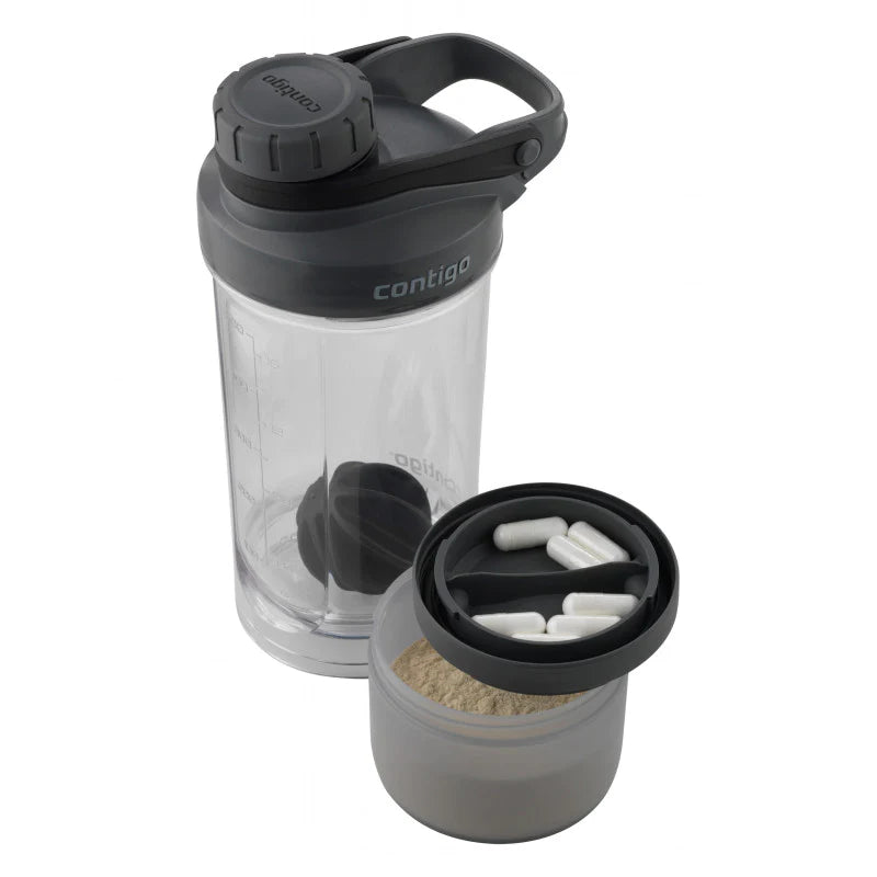 Contigo Shake & Go Fit Protien Shaker With Compartment 650 ml - Black Contigo Shake & Go Fit Protien Shaker With Compartment 650 ml - Black