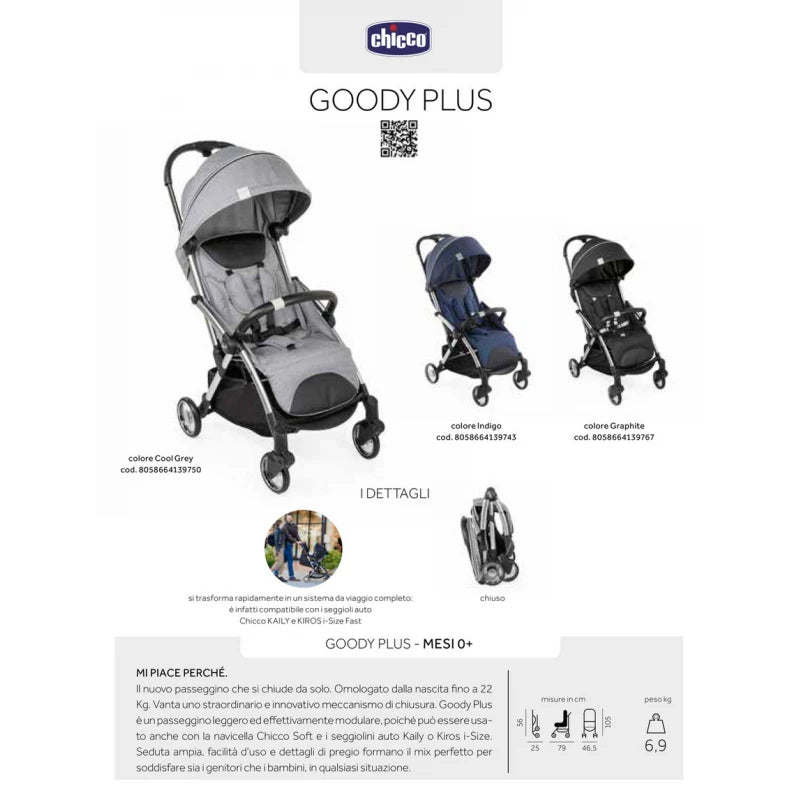 Chicco Buggy Goody Plus Stroller – Grey, Comfortable & Practical Chicco Buggy Goody Plus Stroller – Grey, Comfortable & Practical