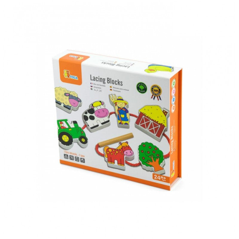 VIGA Lacing Blocks - Farm Design for Kids VIGA Lacing Blocks - Farm Design for Kids