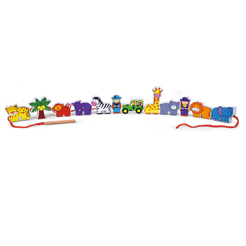 VIGA Wooden Lacing Blocks - Zoo Design (12 Pieces) VIGA Wooden Lacing Blocks - Zoo Design (12 Pieces)