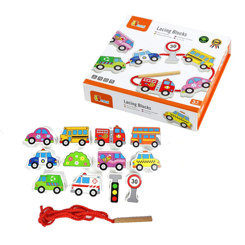 VIGA Lacing Blocks - Transportation Design for Kids