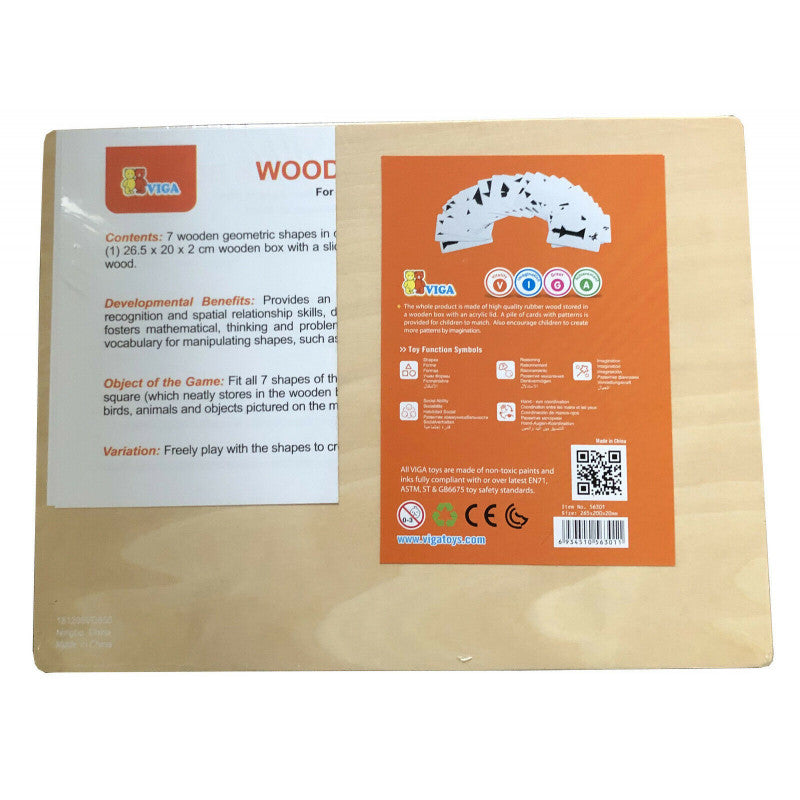 VIGA Wooden Tangram Puzzle Set - Educational Toy for Kids VIGA Wooden Tangram Puzzle Set - Educational Toy for Kids