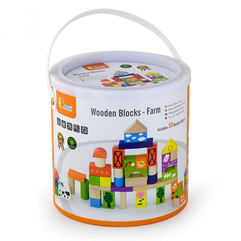 VIGA Wooden Blocks Farm Design - 50-Piece Set VIGA Wooden Blocks Farm Design - 50-Piece Set