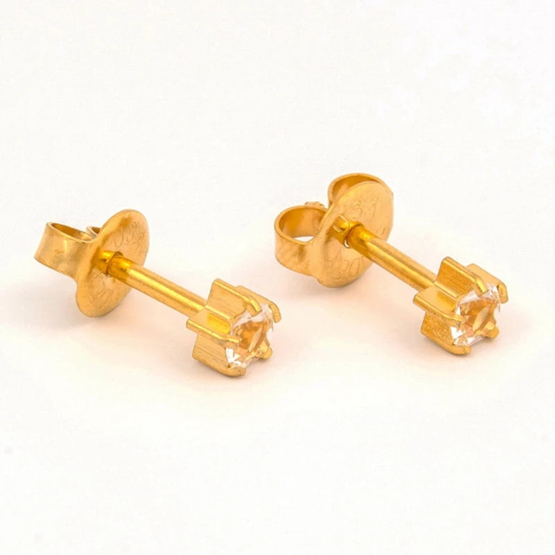 Studex Mini Tiffany April Crystal Gold Plated Ear Studs