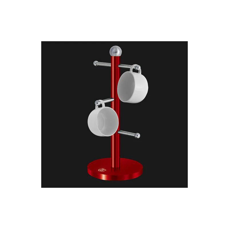 Berlinger Haus Mug Tree – Dark Red Metallic Stand (6 Mugs)