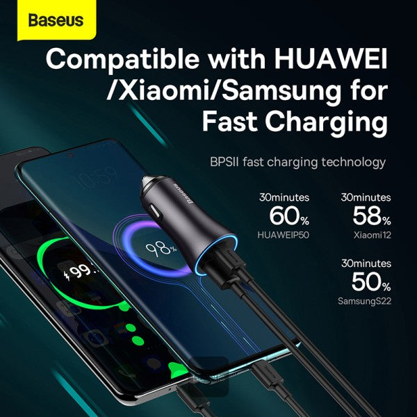Baseus Golden Contactor Max 60W Fast Car Charger USB + USB-C Baseus Golden Contactor Max 60W Fast Car Charger USB + USB-C