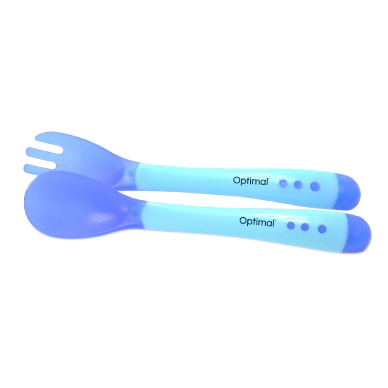 Optimal Soft Grip Spoon & Fork – Assorted Colors for Kids Optimal Soft Grip Spoon & Fork – Assorted Colors for Kids