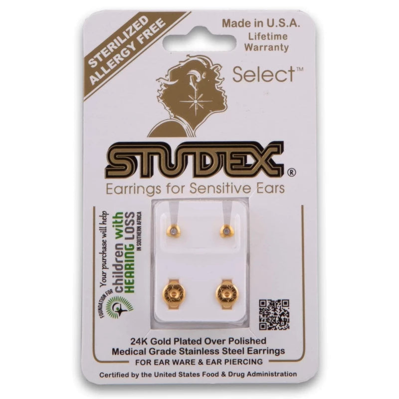 Studex 24K Gold Heartlite Crystal Earrings