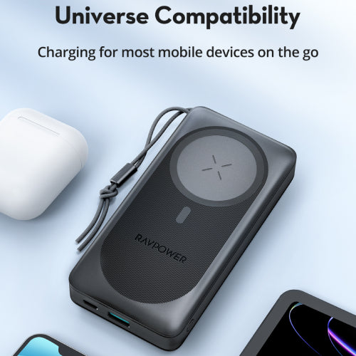 RAVPower Pioneer Battery 20000 mAh USB-C and USB with magnet for wireless charging
