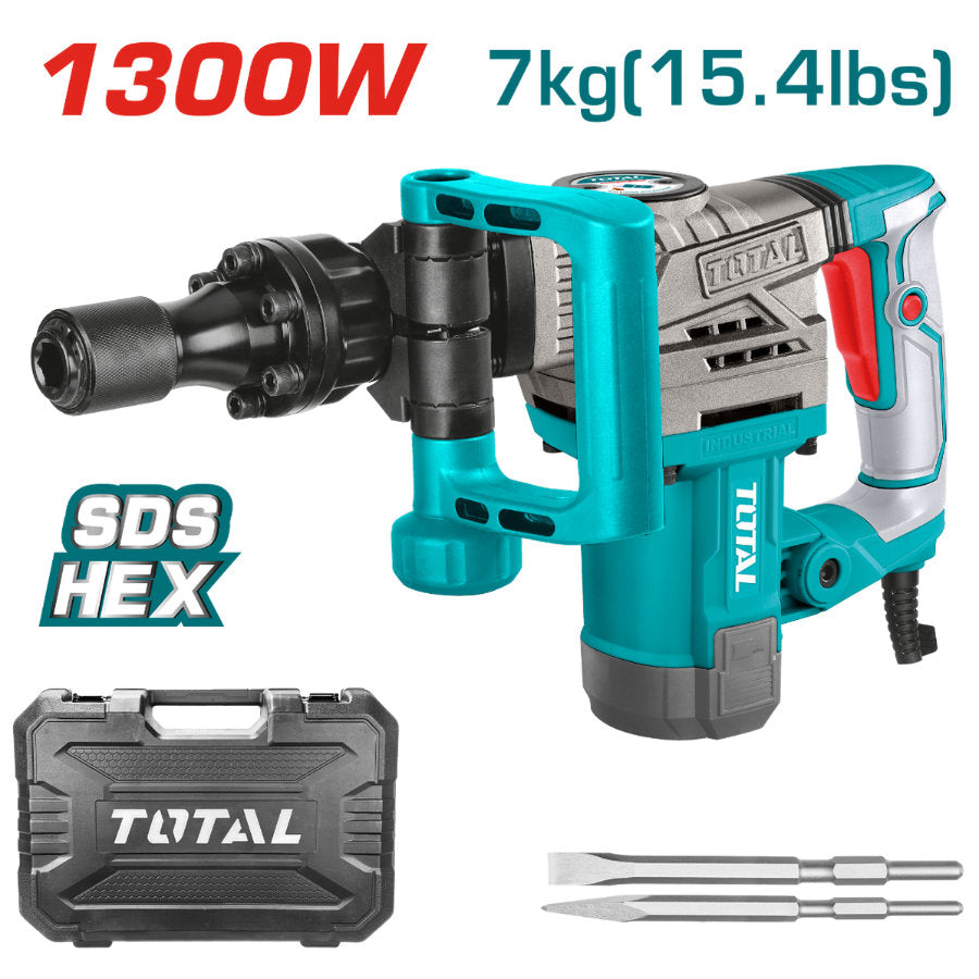 Total 1300W Demolition Hammer High-Performance for Heavy-Duty Work Total 1300W Demolition Hammer High-Performance for Heavy-Duty Work