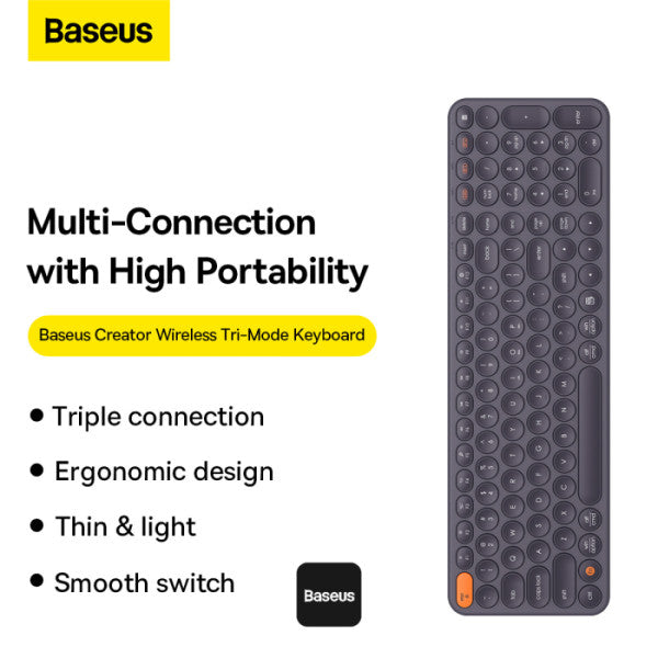 Baseus K01B Wireless Tri-Mode Keyboard - Grey Baseus K01B Wireless Tri-Mode Keyboard - Grey