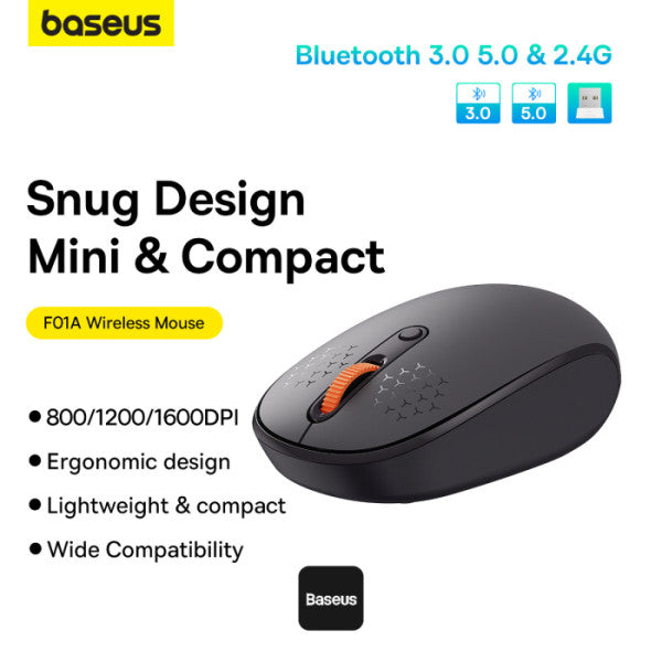Baseus F01B Tri-Mode Wireless Mouse Frosted - Gray Baseus F01B Tri-Mode Wireless Mouse Frosted - Gray