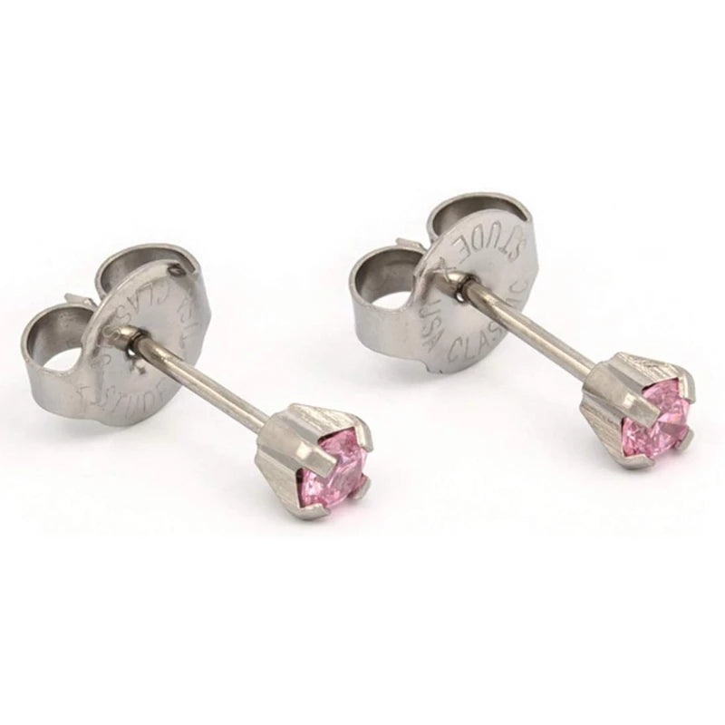 Studex Silver Plated CZ Pink Sterilized Ear Studs – Elegant