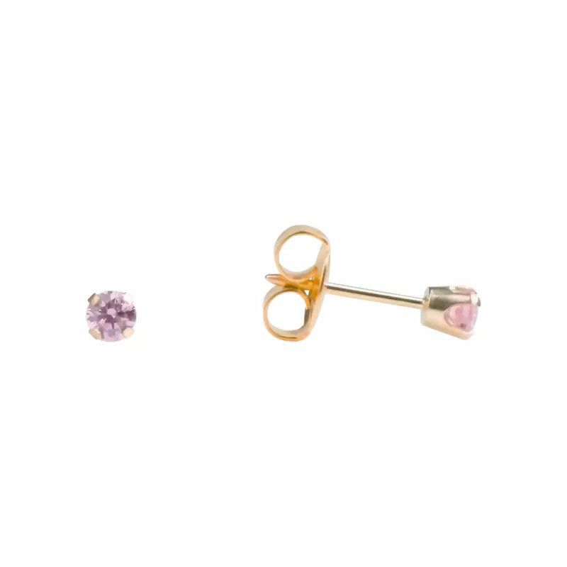 Studex Gold Plated CZ Pink Sterilized Ear Studs – Elegant