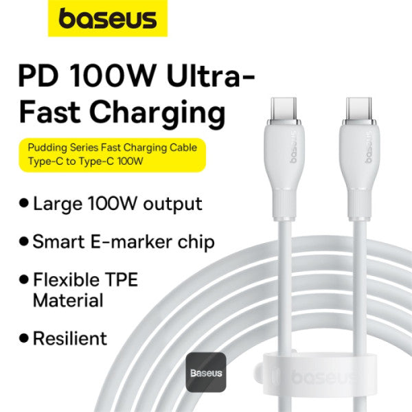 Baseus Pudding Series Fast Charging Cable Type-C to Type-C 100W 5A 1.2m Baseus Pudding Series Fast Charging Cable Type-C to Type-C 100W 5A 1.2m
