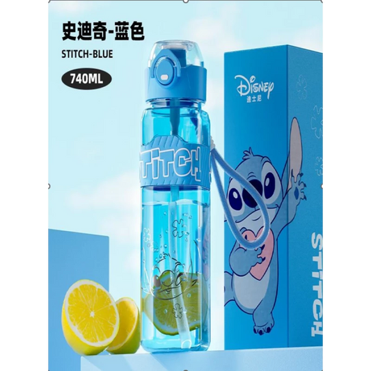 قارورة ماء بلاستيكية 740ML مع شفاطة | خفيفة ومضادة للتسرب
