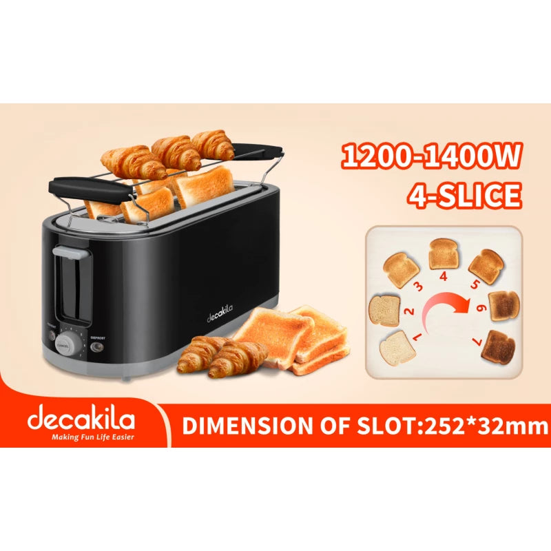 Decakila 4 Slides Toaster 1400W – KETS011B Decakila 4 Slides Toaster 1400W – KETS011B
