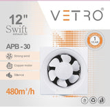مروحة شفط مربعة Vetro 12 إنش APB-30 للتهوية القوية
