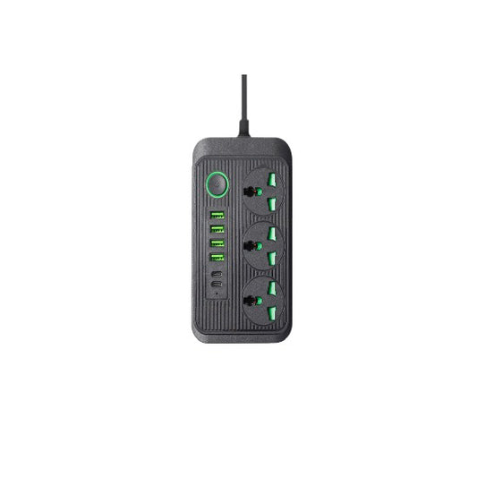 QVQ Power Socket with 3 Outlets, 4 USB Ports, and 2 Type-C