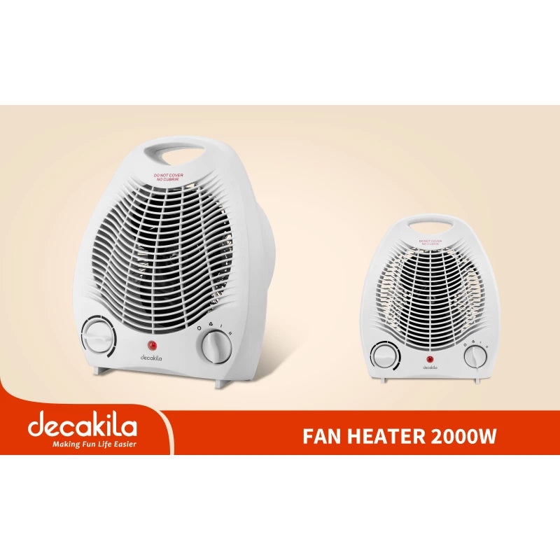 Decakila Compact 2000W Fan Heater with Adjustable Thermostat - KEFH002W