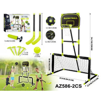 مجموعة Aojie Sport 3 في 1 – كرة سلة، كرة قدم وهوكي للأطفال