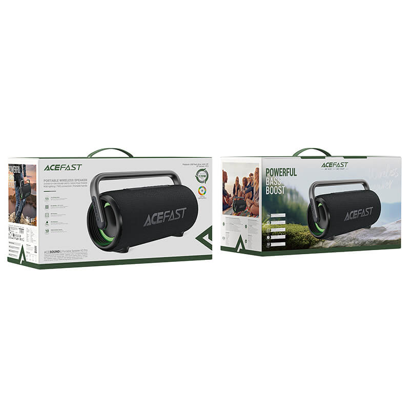 سماعة بلوتوث محمولة ACEFAST – صوت قوي مع إضاءة LED وتصميم عملي