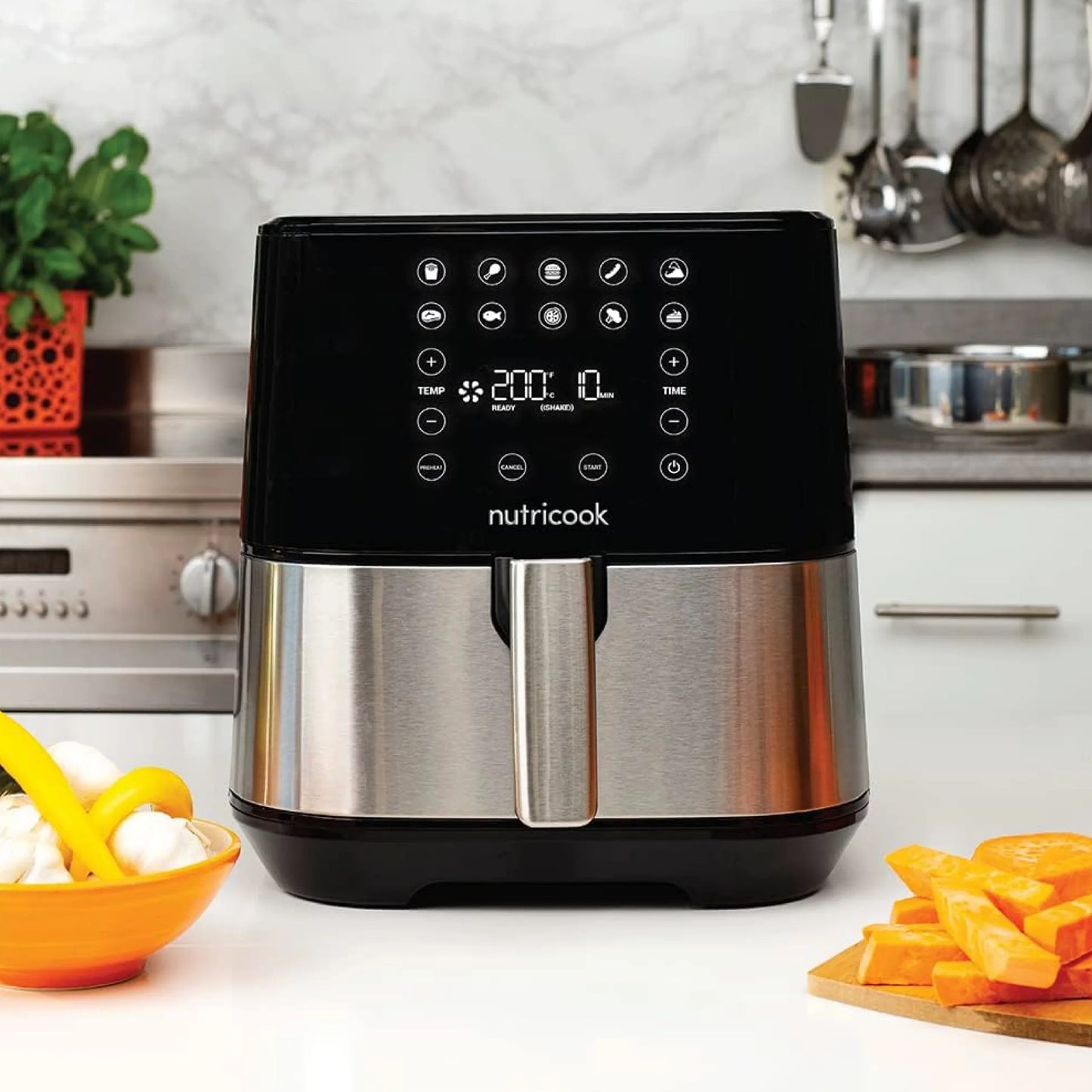 Nutricook Rapid Airfryer 2 / 5.5L / Digital Control Panel Display - Silver