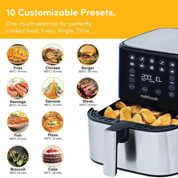 Nutricook Rapid Airfryer 2 / 5.5L / Digital Control Panel Display - Silver