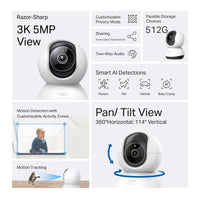 TP-Link Tapo TC74 3K AI Smart Camera | 360° View & Night Vision