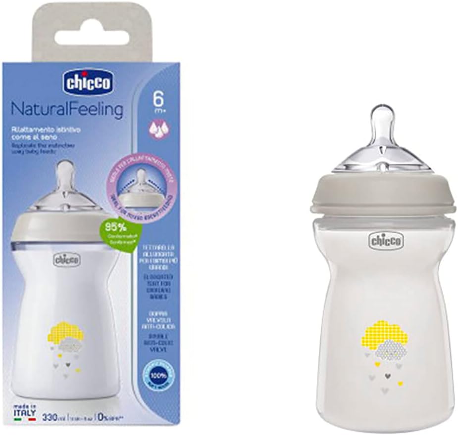 Chicco Natural Feeling Bottle 330ml UNI Anti-Colic 6M+ Chicco Natural Feeling Bottle 330ml UNI Anti-Colic 6M+