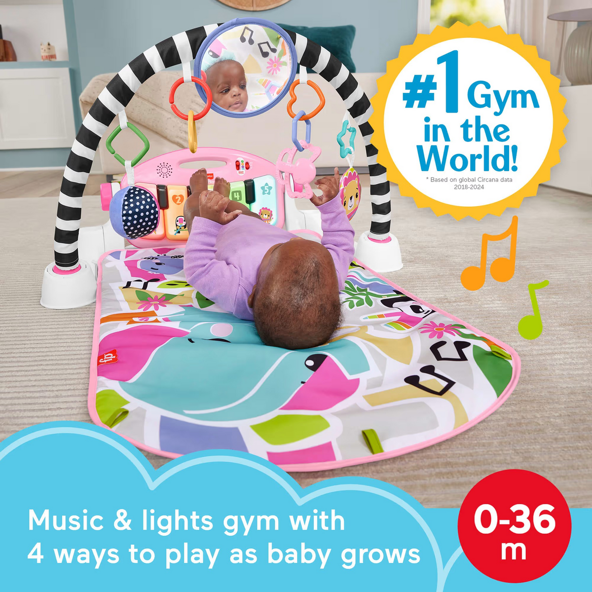Mattel Glow & Grow Kick & Play Piano Gym