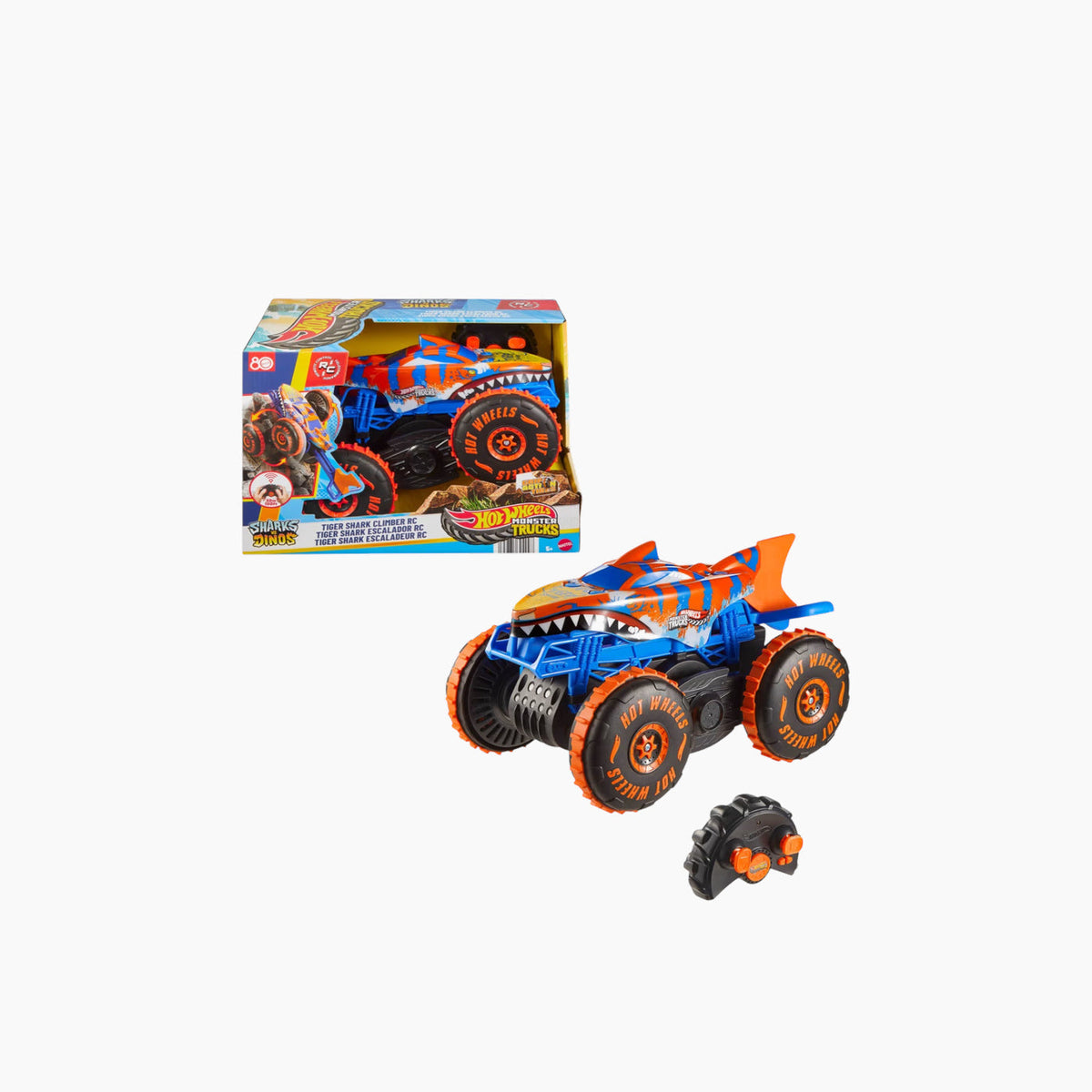 Hot Wheels Remote Control 1:15 Monster Trucks Tiger Shark Climber