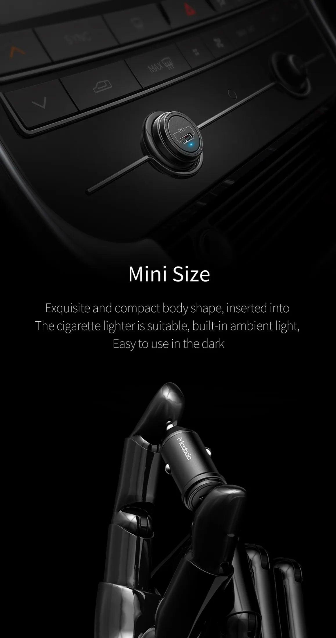 Mcdodo 20W PD Fast Car Charger Ultra Fast Charging - Black Mcdodo 20W PD Fast Car Charger Ultra Fast Charging - Black