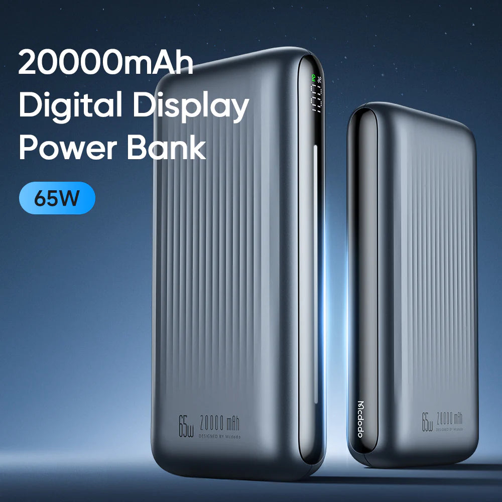 Mcdodo 20000mAh / 65W Light Interaction Digital Display Power Bank - Black