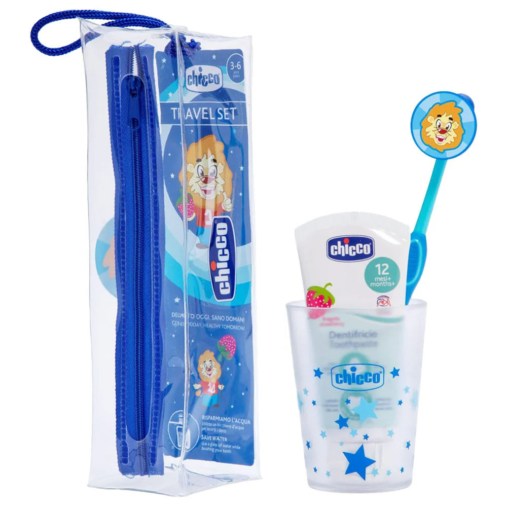 Chicco 36M+ Oral Care Set for Boys Travel-Friendly - Blue Chicco 36M+ Oral Care Set for Boys Travel-Friendly - Blue