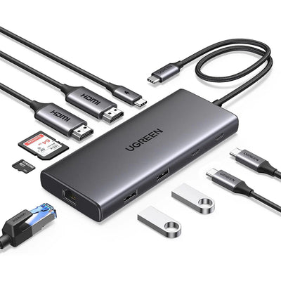 UGREEN 10-in-1 USB-C Hub with Dual HDMI, PD, LAN & SD Reade