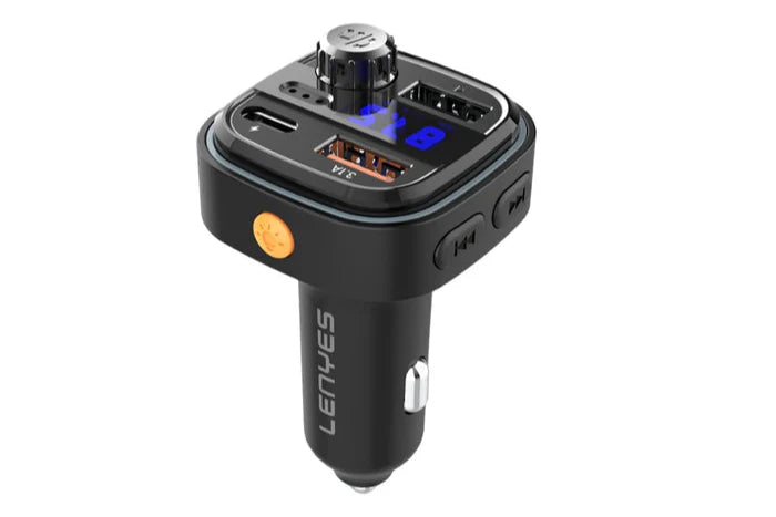 Lenyes CA900 شاحن سيارة سريع 2×USB + Type-C – أسود

