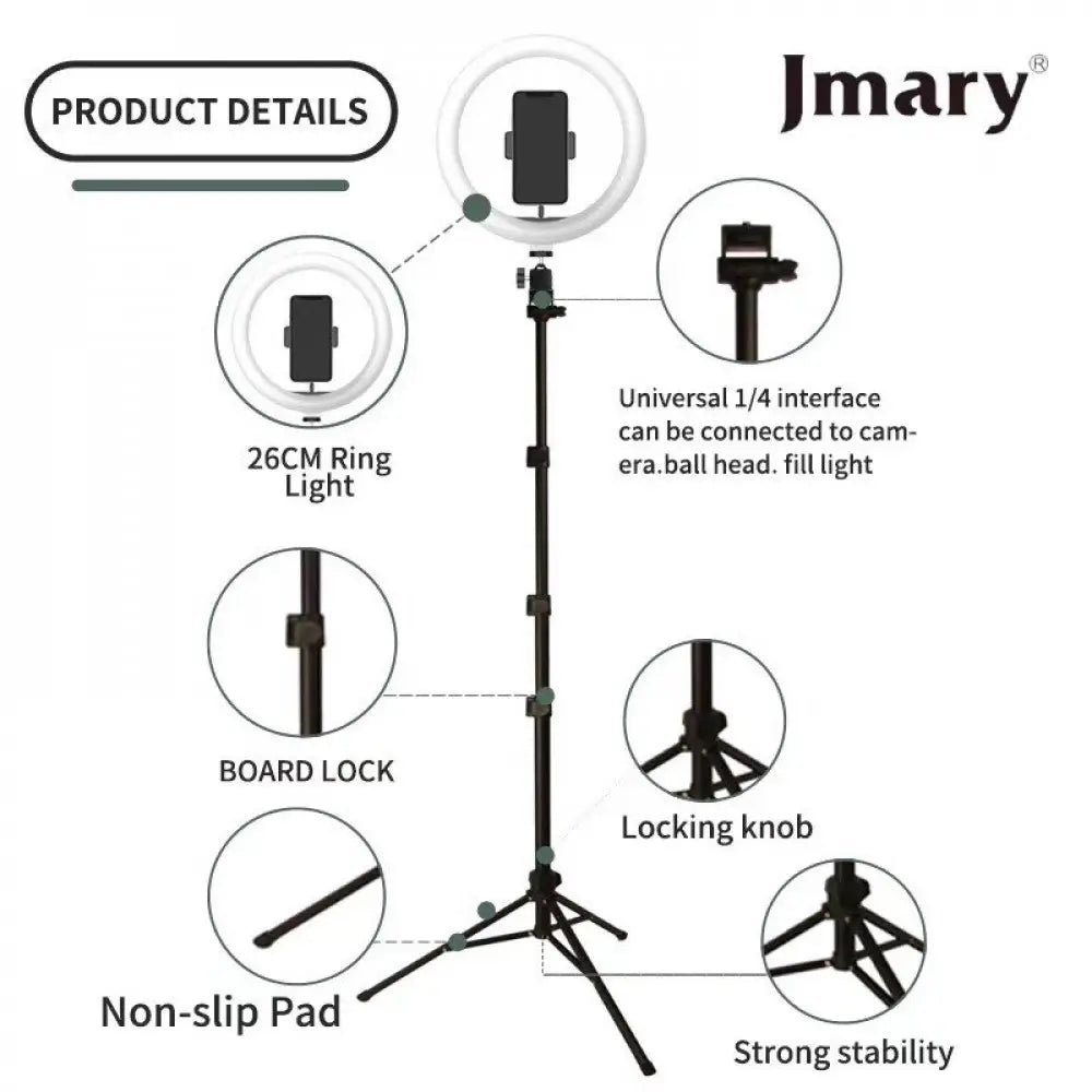 JMARY Ring Light with stand - Black