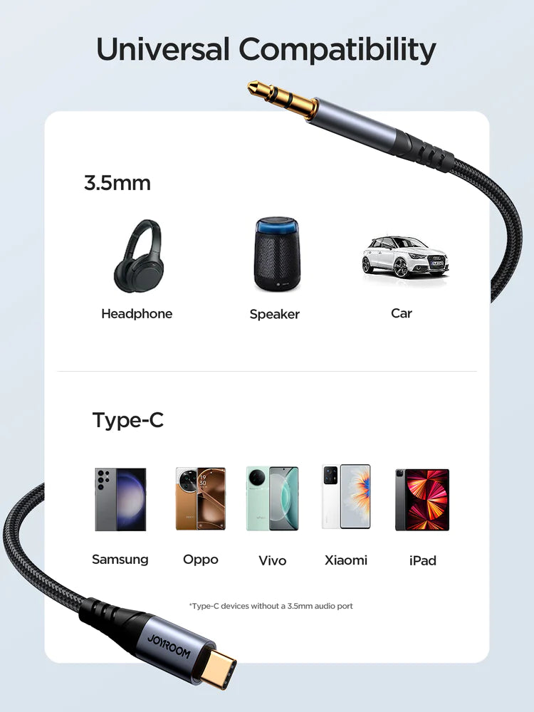 Joyroom Audio-Transfer Series AUX Audio Cable Type-C to 3.5mm/ 1.2m - Black