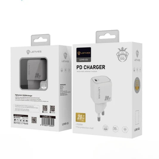 Lenyes LCH51-EU – 20W PD USB-C Fast Charger (White) Lenyes LCH51-EU – 20W PD USB-C Fast Charger (White)