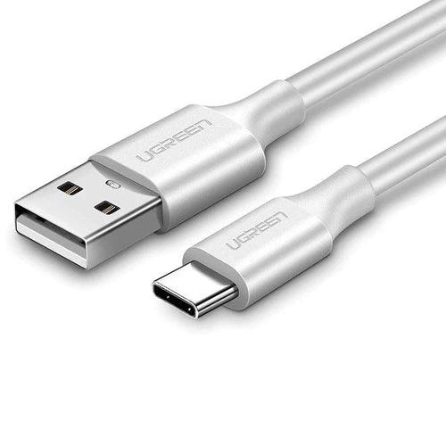 كابل يوجرين USB-A إلى USB-C 2م - طلاء نيكل، أبيض، متين