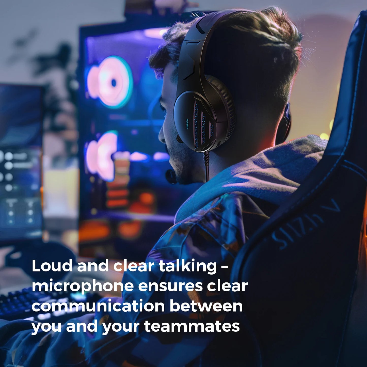 سماعة الألعاب Joyroom JR-HG2 - صوت 50 مم وإضاءة زرقاء ثلجية