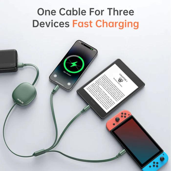Mcdodo 3 in 1 Retractable 1.2M USB Fast Charging Cable Mcdodo 3 in 1 Retractable 1.2M USB Fast Charging Cable