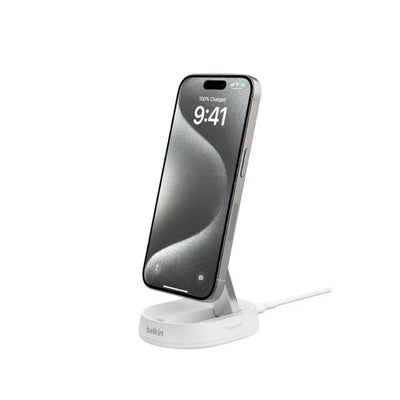 حامل شحن لاسلكي مغناطيسي قابل للتحويل من Belkin مع Qi2 15W WIA008btWH