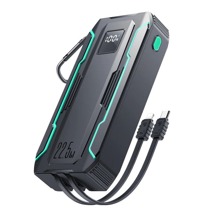 Joyroom 22.5W Power Bank with Dual Cables 10000mAh /With USB-A to Type-C 0.25m Cable - Black