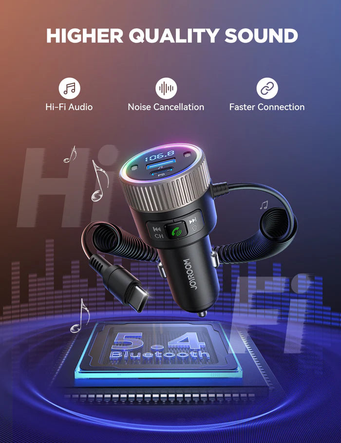 JOYROOM JR-CCB02 60W Wireless Car FM Transmitter – PD Fast Charger JOYROOM JR-CCB02 60W Wireless Car FM Transmitter – PD Fast Charger