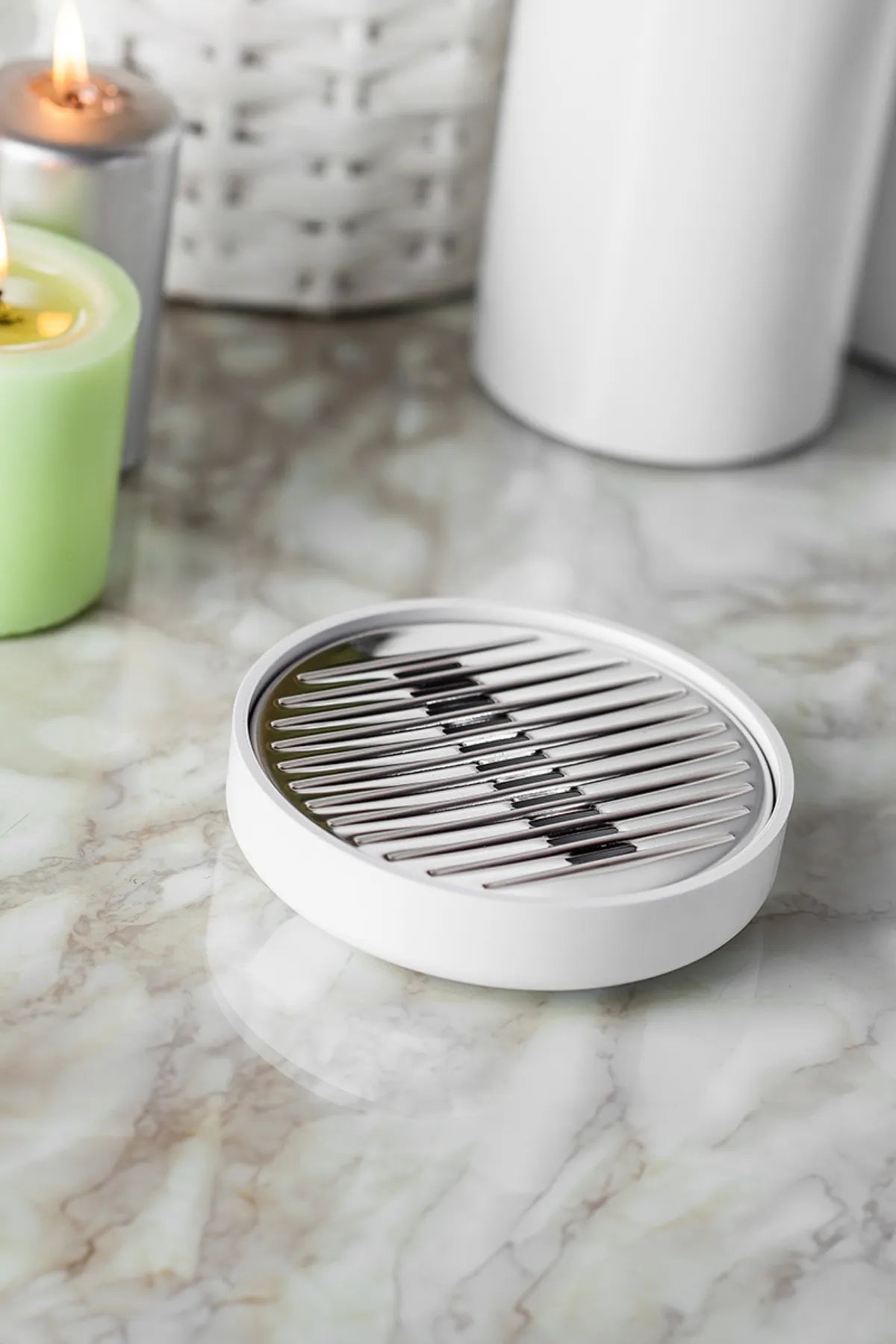 Primanova Lenox Soap Dish – Modern Plastic & Steel Design