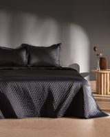 Madame Coco Arles Satin Single Size Bedspread – Anthracite, Modern Texture & Chic Comfort