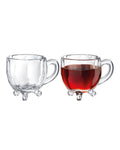 Madame Coco Priour Tea Cup Set of 4 – Angular Glass-Footed Tea Cups 170ml for Warm Intimate Tea Moments